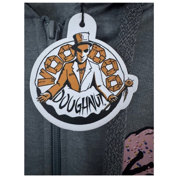 Voodoo Doughnut Pink Frosted Drip Skull Gray Hoodie Size Small NEW - Picture 7 of 10